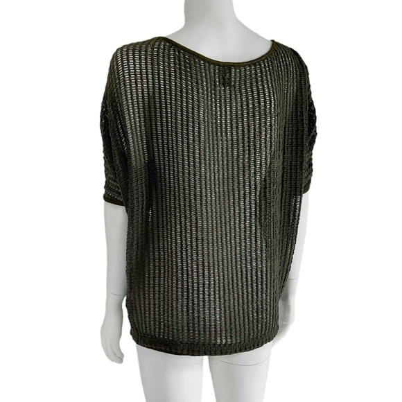 SW3 Bespoke Short Sleeve Oversize Fishnet Tunic Top Cover Up Dark Green size S - Picture 6 of 15